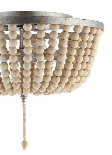Allison 15" Wood Beaded/Metal LED Flush Mount - JONATHAN Y